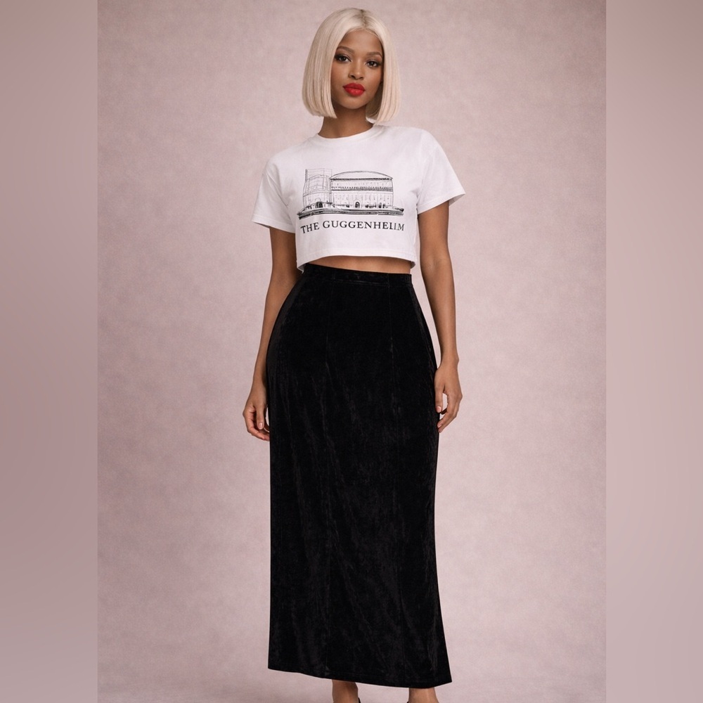 J Jill  black velvet maxi skirt- back zip- 8